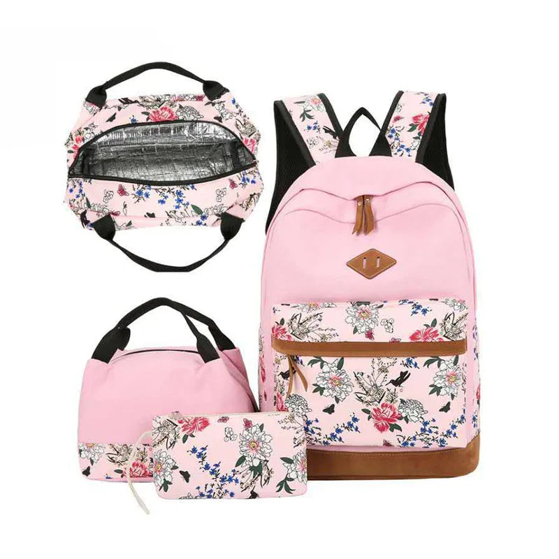 3pcs Set School Backpack Bag Children Cute High School Students Bag for Girls