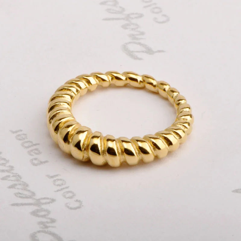 Wholesale Stainless Steel 18K Gold Plated Punk Style Geometric Fashion Rings for Women-Party/Anniversary/Wedding