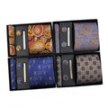 Luxury Men's Silk Paisley Necktie Set with Pocket Square Cufflinks Wedding Business Accessories Luxury Gift Box Polyester Ties