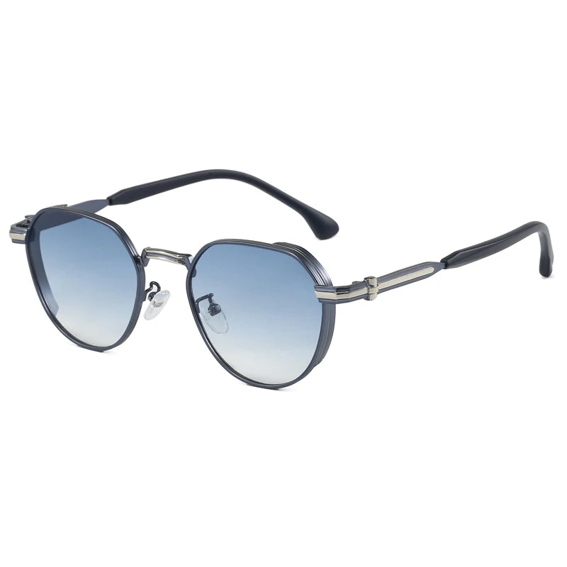 2025  Retro Luxury Sunglasses Unisex Polygon Metal Frame UV400 Gradient Policymould Custom Logo