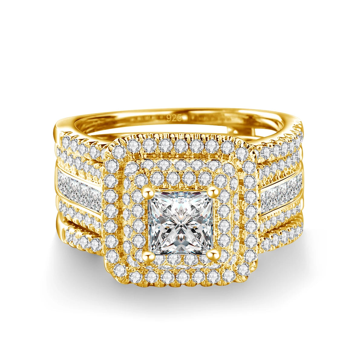 Luxury Jewelry Wedding 925 Sterling Silver Ring Set Woman Bijoux Engagement Statement Iced Out Moissanite Rings for Women