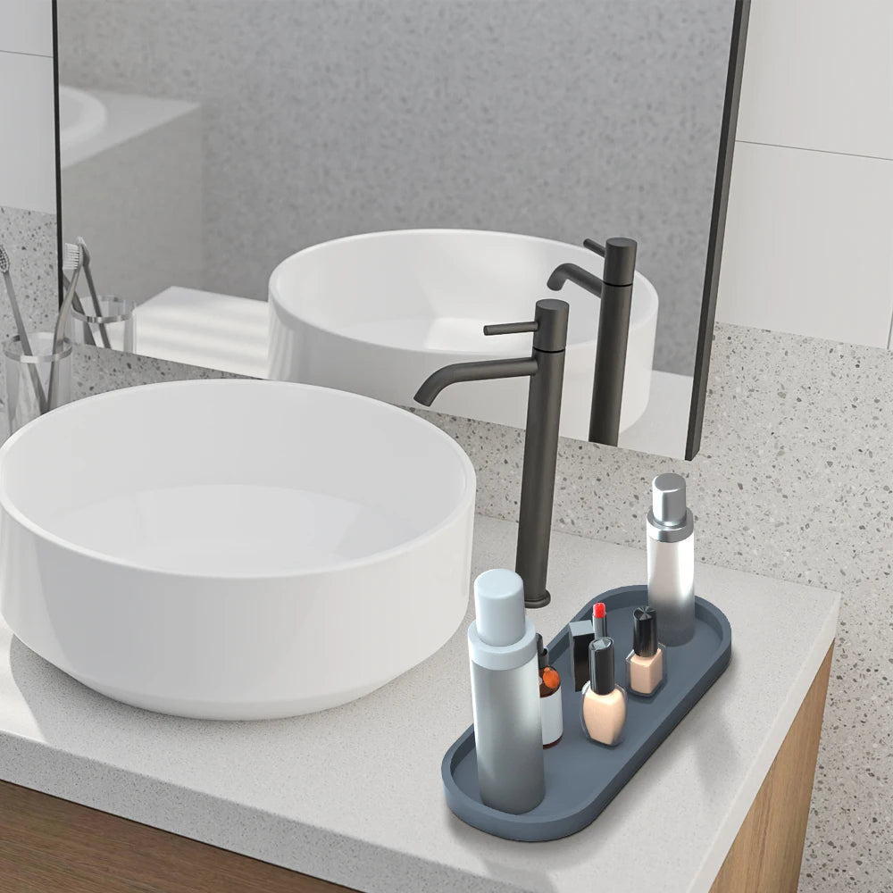 Factory Outlet New Silicone Soap Tray Kitchen Sink Toilet Shatterproof Simulation Marble Ellipse Bathroom Vanity Tray