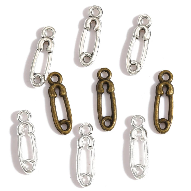 3 Colour 100pcs/bag Antique Silver Color Pin Charm Fit for Bracelets Necklace DIY Metal Jewelry Making 17*5mm J358