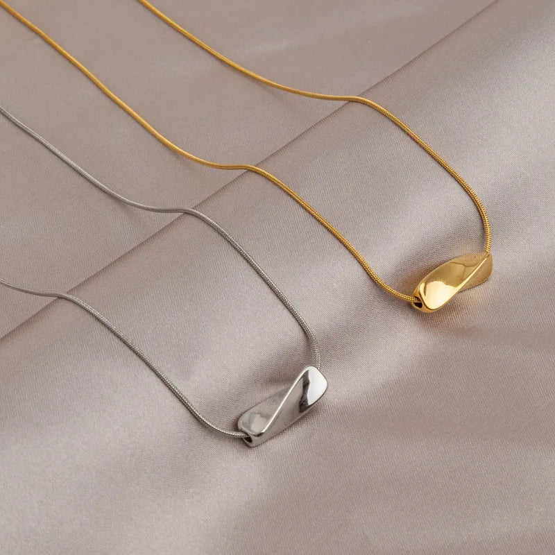 Jachon Classic Design 18k Gold Plated Non Tarnish Stainless Steel Twist Hollow Tube Charm Necklace Fine Jewelry Necklaces
