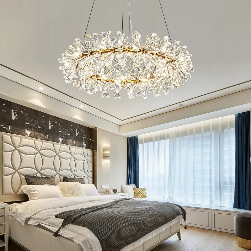 Starry Luxury Modern Dimming Shining Wedding Decorative Indoor Crystal Chandelier Lighting for Living Room Hotel Mall