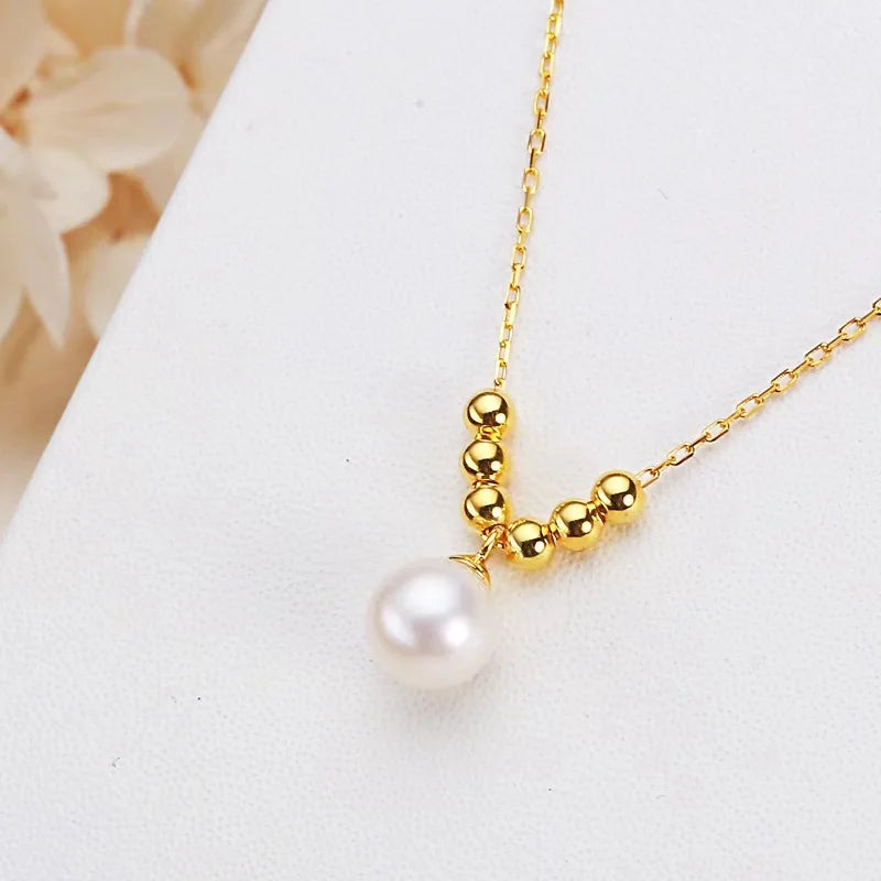 Wholesale Au750 Simple Design Genuine Gold18k Pure Gold Freshwater Pearl Necklace
