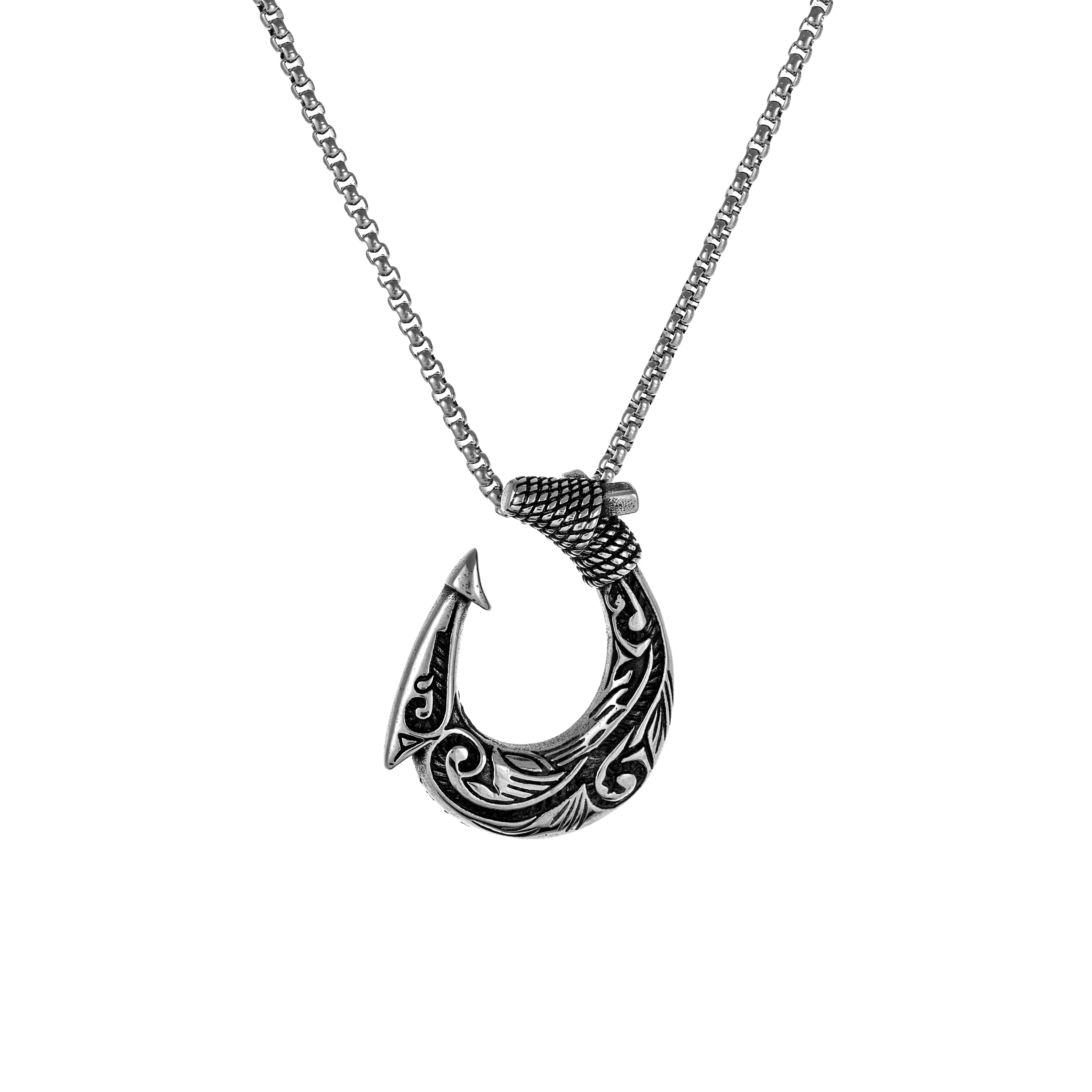 Custom Silver Stainless Steel Anchor Pendant Necklace Personalized Box Chain Necklace for Man