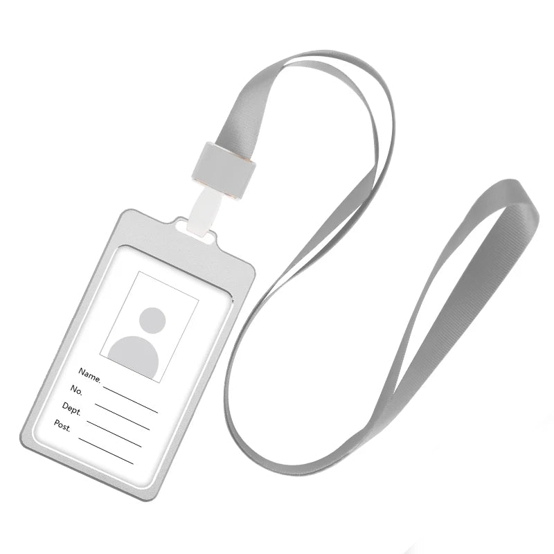 Wholesale Name Badge Holder Cover Identity Aluminum Alloy Metal Id Card Holder With Lanyard