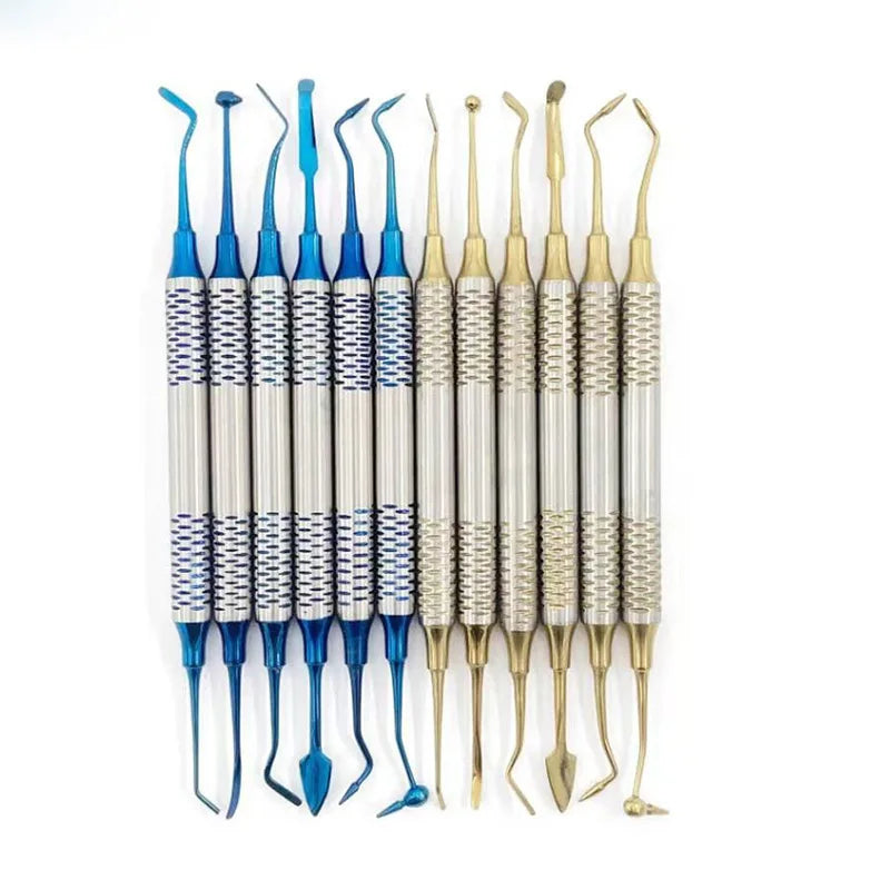 Kit of 6 Titanium-Plated Dental Composite Resin Filling Spatulas 18.5cm Oral Instrument for Resin Filling Repair Metal Material