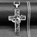 Hummingbird Flower Cross Pendant Necklace for Women Men Stainless Steel Silver Color Sunflower Sunshine Necklace Chain Jewelry