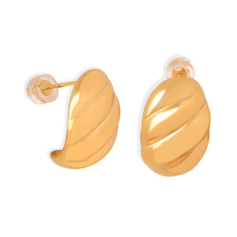 Twist Hoop Earrings Fancy Style Fashion18k Gold Plated Stainless Steel Earings Wholesale Jewelry Suppliers