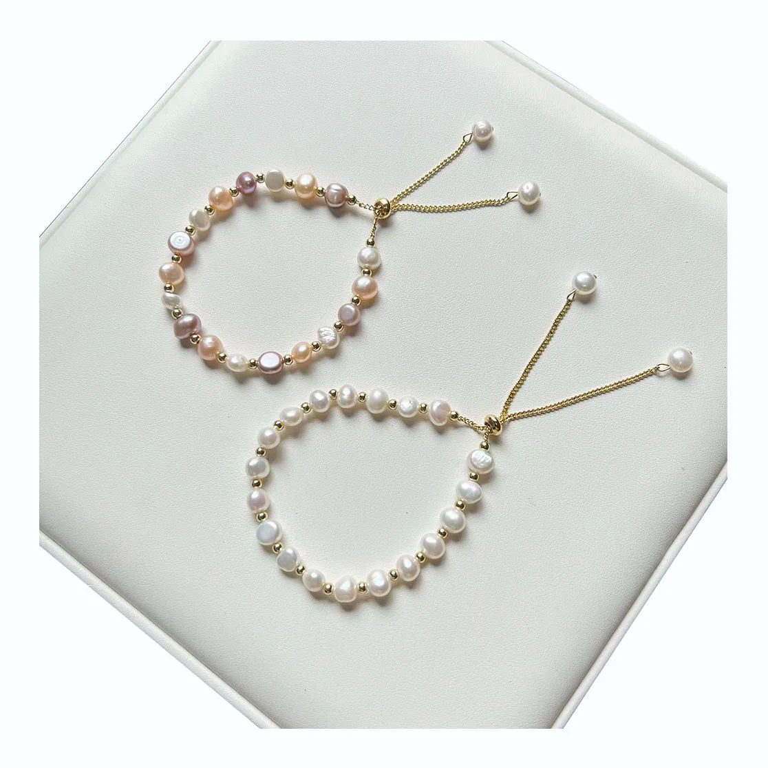 New Top Fashion Natural Baroque Pearl Braceletsilicon Adjustable Ball Closer Real 18k Gold Plated100% Nature Freshwater Pearl
