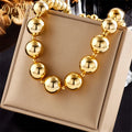Fashionable Trendy Style Gold Plated Titanium Steel CCB Ball Bead Pendant Necklace with Exaggerated Link Chain