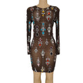 Vestido Luxury Black See Through Crystal Prom Gowns Mesh Rhinestone Birthday Cocktail Dress Women Bodycon Mini Club Dress