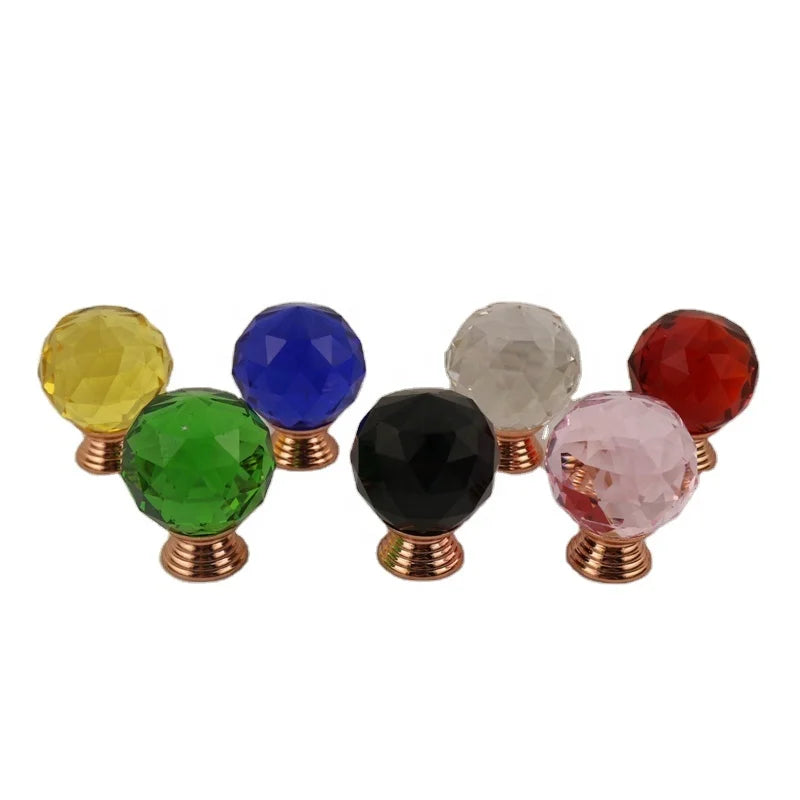 Beautiful Crystal Glass Knob for Furniture Supplies Crystal Knobs with Golden Base Crystal Knob Handles Wardrobe