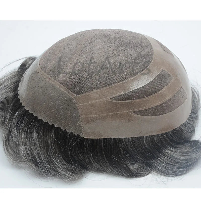 Breathable Mono Lace Front Toupee System for Men with Indian Remy Hair Soft & Smooth Shedding Free