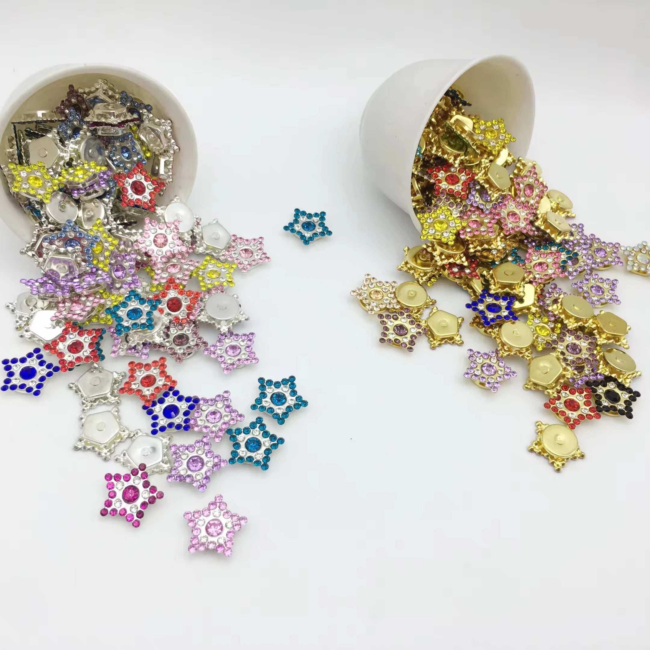 Star Style 15mm Iron Embryo Super Sparkling Two-Color Diamond Set for Wedding Dresses DIY Flat Glass Shoes Bags with Rhinestones