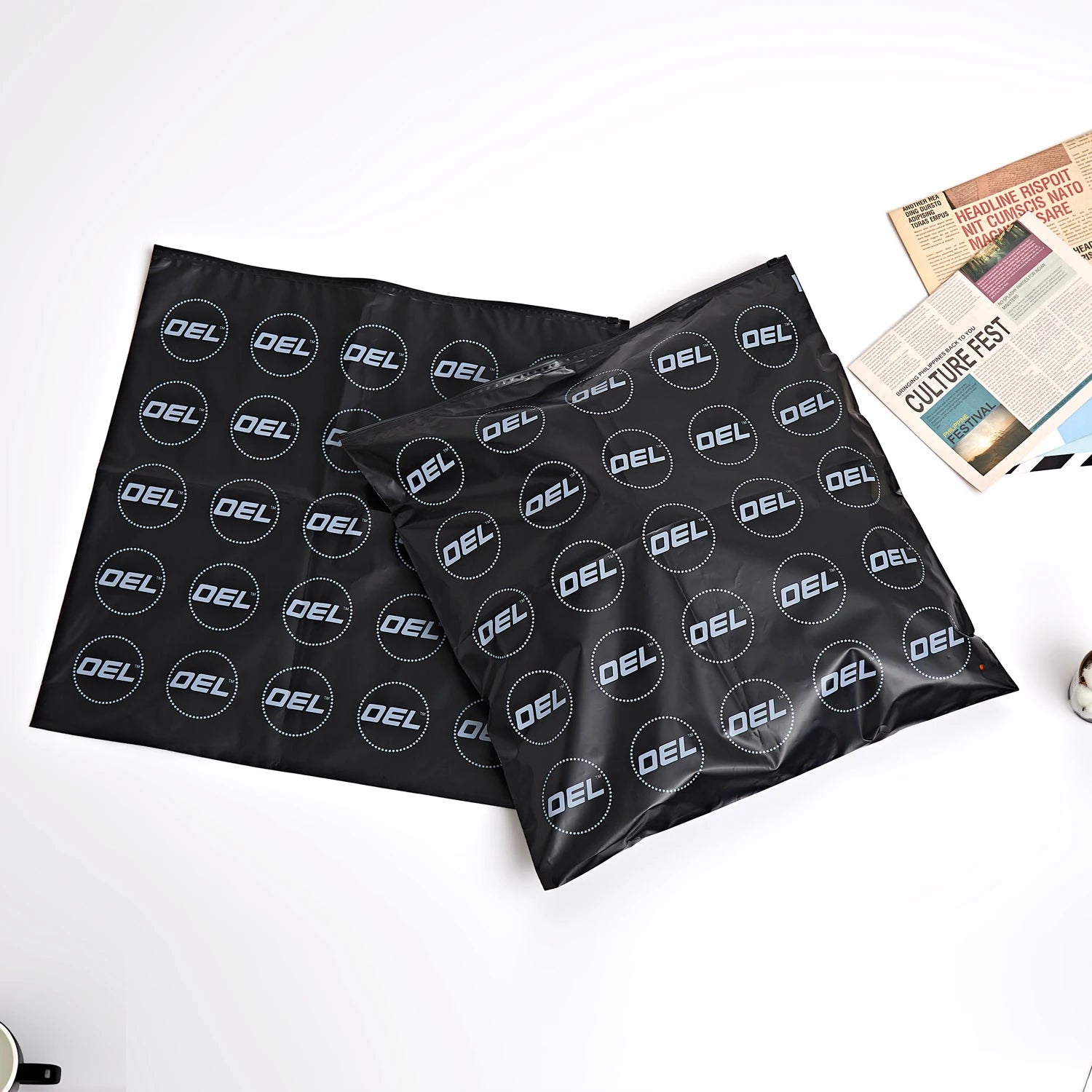 Tenegn Custom Printed Water-proof Plastic Mailing Bags Eco-friendly Biodegradable Pink Polymailer with Handle