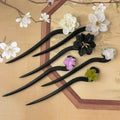 New Antique Black Wooden Hairpin Simplicity Temperament Chinese Hairpins Versatile Flower Hairpin Hair Accessories