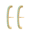 Zuola Luxury Jewelry Curved Bar Long Earrings Inlay Turquoise Large C-shaped Studs Earring Fashion Jewelry for Women