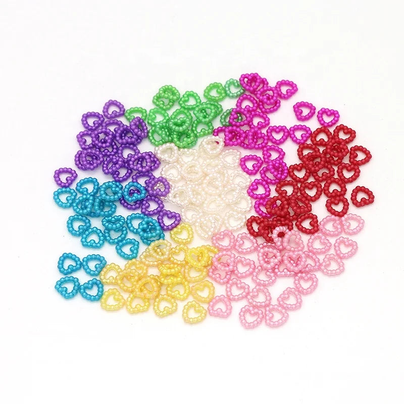 Colorful Heart Beads Pearls Acrylic Patch Beads for Jewelry Making DIY Necklace Bracelet