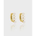 S925 Sterling Silver Fashion Hoop Earrings Temperament Pearl Earrings Geometric Women Designer Earrings Luxury Ear Buckle
