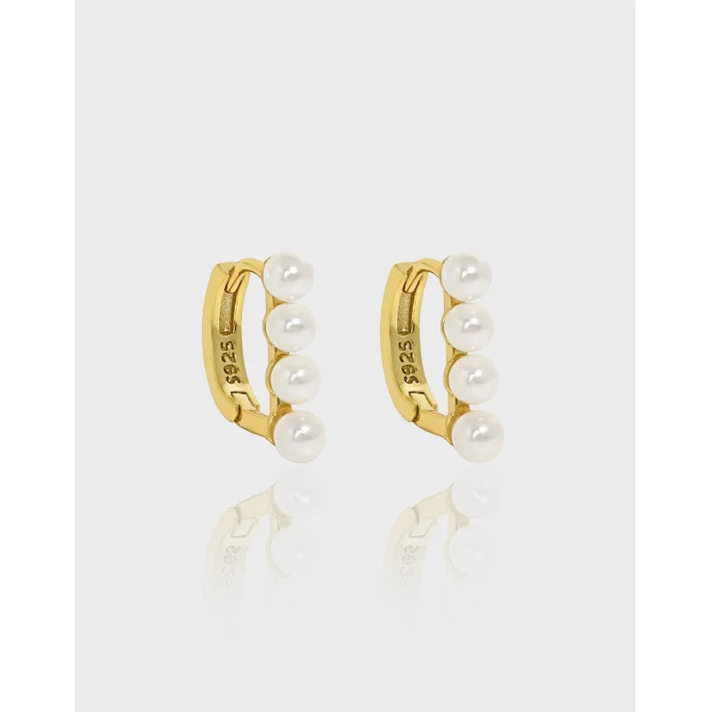 S925 Sterling Silver Fashion Hoop Earrings Temperament Pearl Earrings Geometric Women Designer Earrings Luxury Ear Buckle