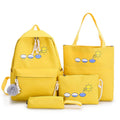 Fashion Color Girls Canvas Backpack Canvas Bag 4 Pcs Sets Student Casual School Bag Set with Pencil Case