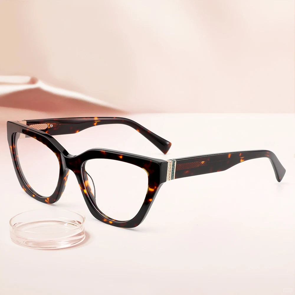 2026 New Arrival Vintage Cat Eye Style Acetate Lightweight Blue Light Women's Fashion Prescription Eye Glasses Optical Computer