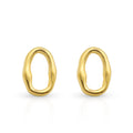 Chris April Trendy 18k PVD Gold Plated 316L Stainless Steel Minimalist Irregular Organic Oval Shape Stud Earrings