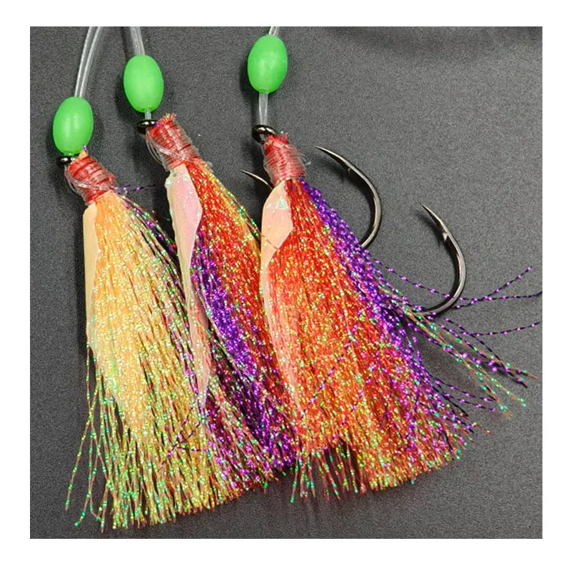 Alpha 3 Luminous Skirt Sabiki Fishing Lure Bait Rigs Beak Hook Flasher Bait for River Bass Trout Saltwater Fish Species