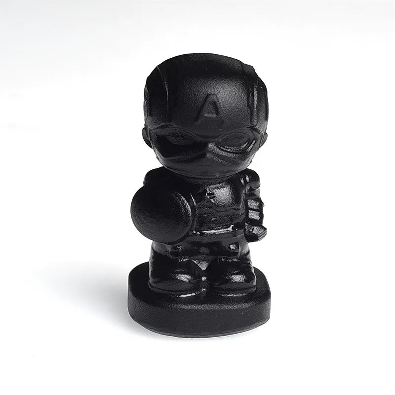 HZ Crystal Carved Healing Stones Animals Shape Carved Black Obsidian Crystal Anime Cartoon Sculptures For Crafts