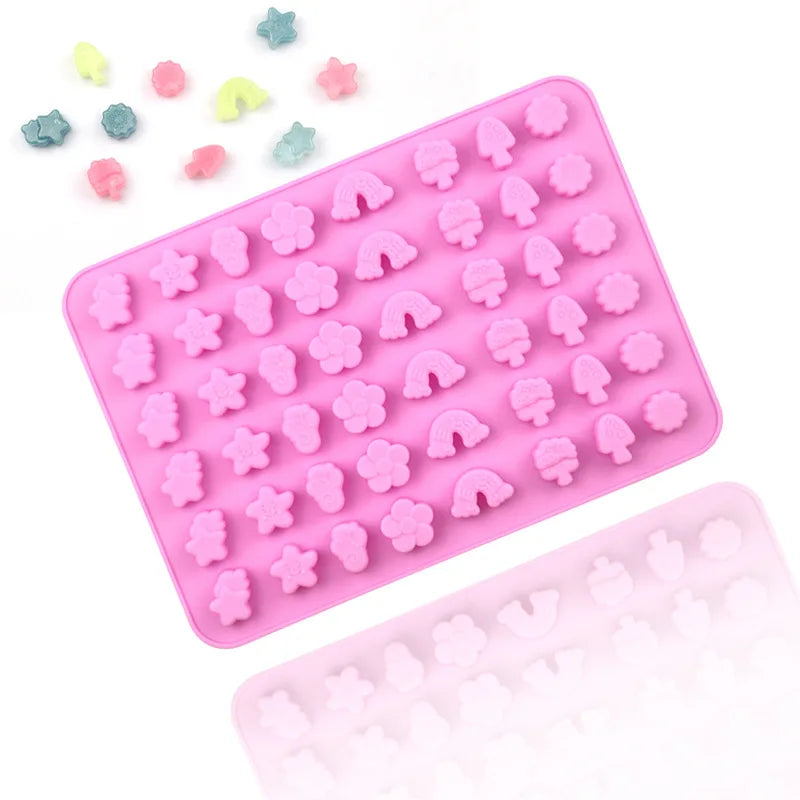 Many Cavities Eco-Friendly Odorless Silicone Gummy Candy Molds with Dropper Nonstick Food Grade for Chocolate