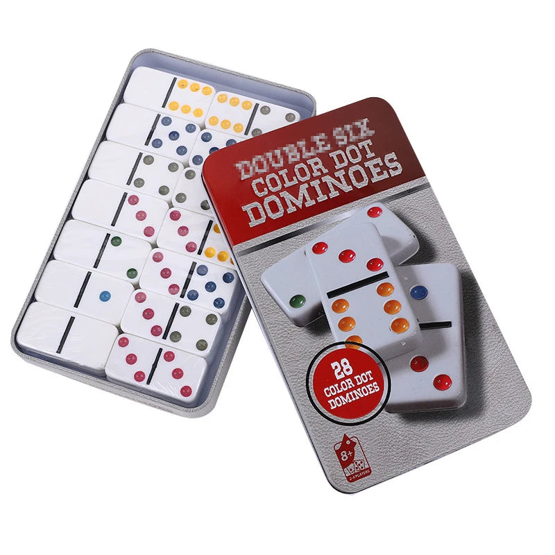 Factory Direct Sales Beecomely Brand Dominoes Set Double 6 Color Dot Dominoes 28 Melamine Nail-Free Indoor/Outdoor Game