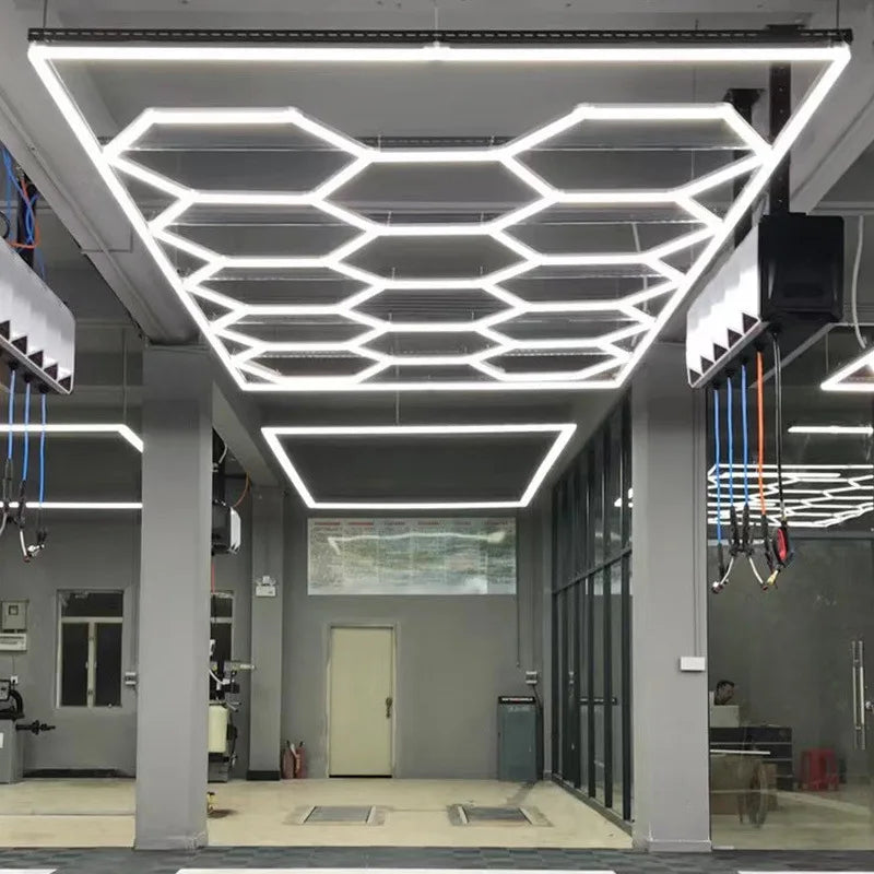 Jpungsun Customization Wholesale Honeycomb Light 110V AC Car Detailing Ceiling Light PC 2-pin Store Garage Hexagonal LED Light