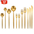Matte Gold Plated Wedding Luxury Silverware Stainless Steel Cutlery Set Cutipol Goa Gold Flatware