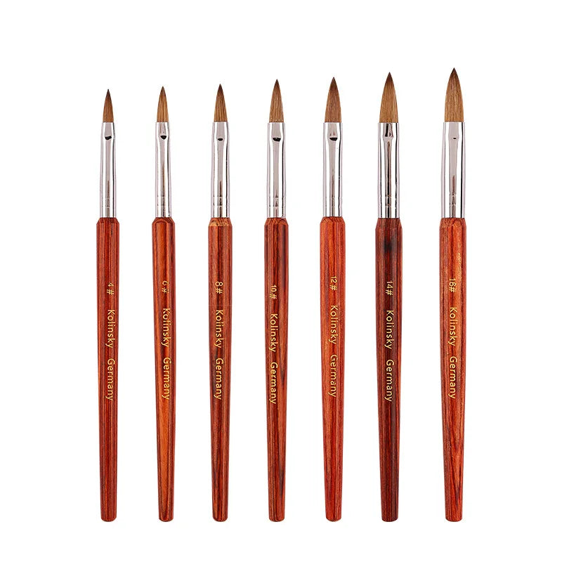 Custom LOGO 100% Kolinsky Acrylic Beauty Wooden Handle Nail Art Brush