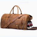 Custom Full Grain Leather Weekend Overnight Bag With Shoes Compartment Large Capacity Travel Bag Leather Duffle Bags for Men