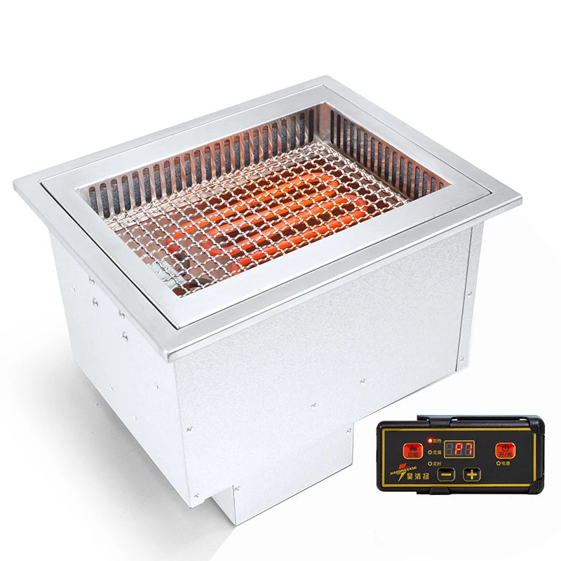 YAKINIKU 2000w Mini Buffet Barbecue Grill Japanese Rectangle Down Smoke Exhaust Electric Grill Embedded Commercial  Bbq Grill