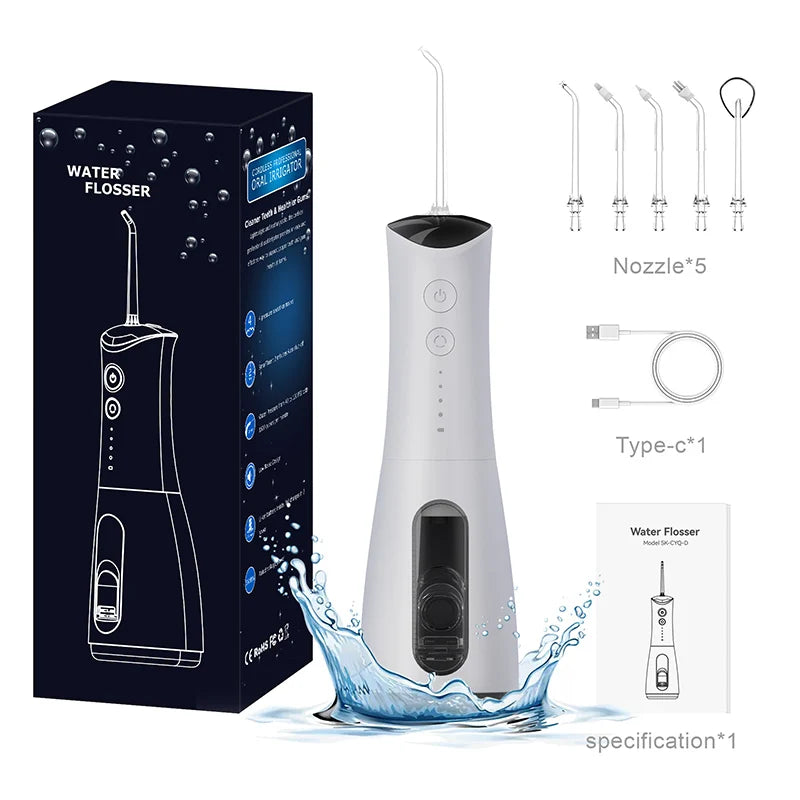 SIILLK Advanced Cordless Digital Water Dental Flosser Hot-Selling Portable for Oral Irrigator with Replaceable Nozzles Tips