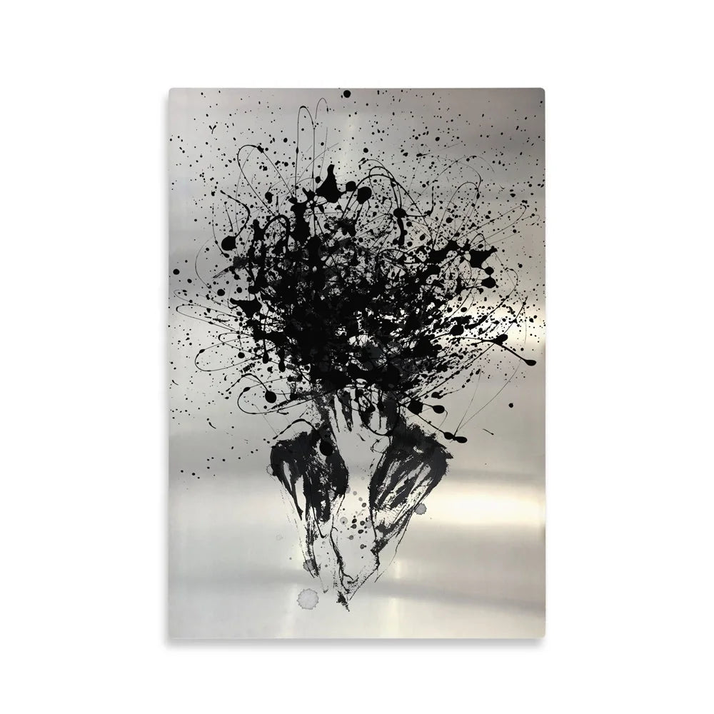 Modern Graffiti Art Paintings Abstract Black Woman Wall Art Printed on Aluminum Pictures for Home Wall Decor