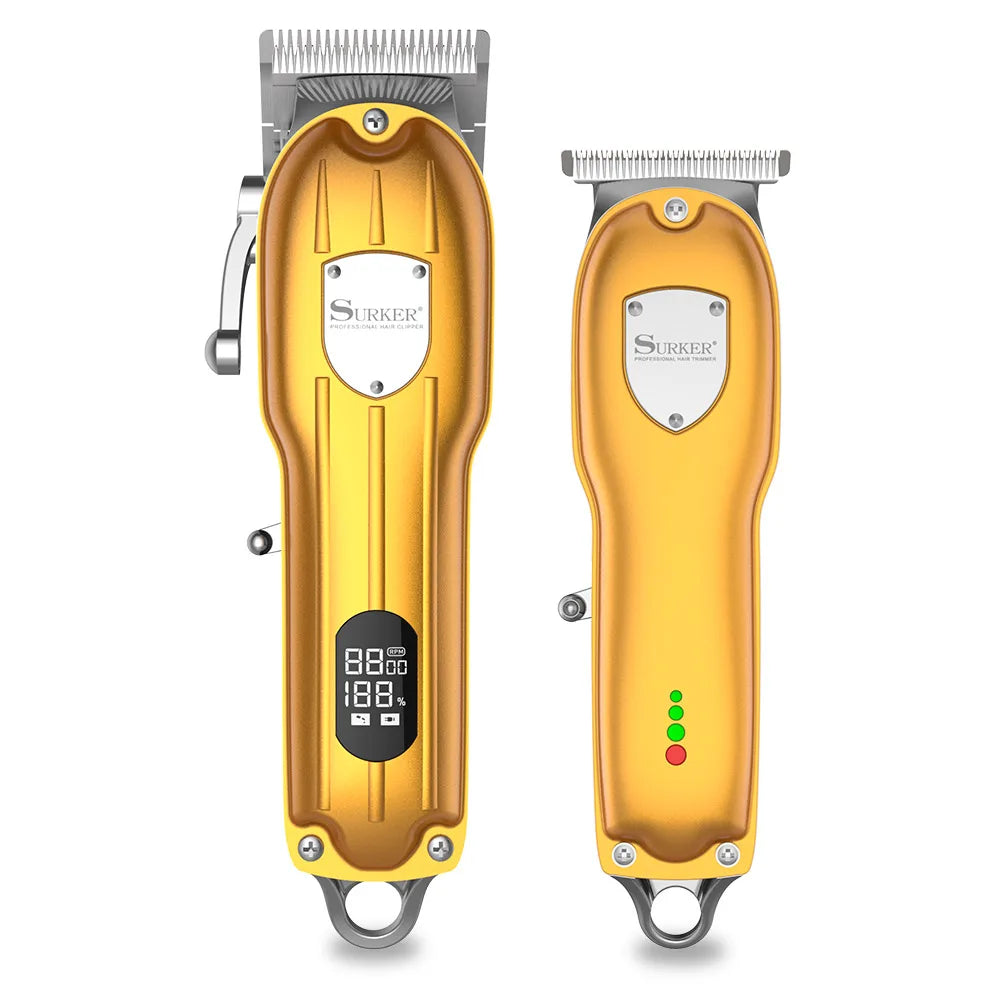 SURKER Professional  LED Haircut Grooming Kit Adjustable Hair Clippers and Hair Trimmer
