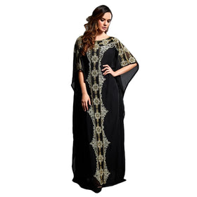Women's Clothing Middle Eastern Muslim Round Neck Robe Dress Chiffon Printed Dress