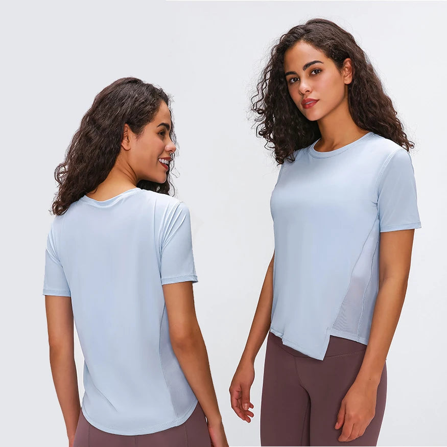 Women Gym Fitness Clothing Sports Workout Short Sleeve T-shirt Ladies Fitness Yoga Top