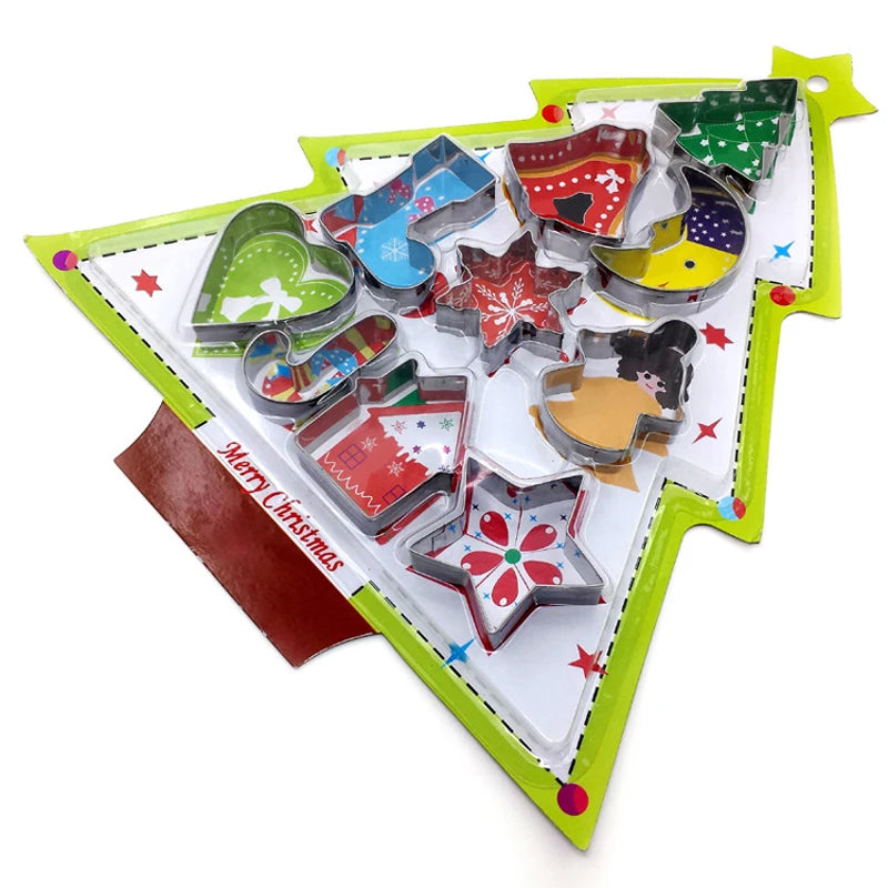 6Pcs 10Pcs Winter Christmas Cookie Cutter Set Stainless Steel with Gingerbread Men Christmas Tree Snowflake