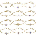 Simple Design Gold Bracelets Different Shaped Evil Eye Charm With Rhinestone Bracelets