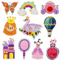 Factory Sale Eco-Friendly Iron-On Embroidery Cartoon Princess Castle rainbow Mirror air Balloon butterfly Fabric Patch Bag Hat