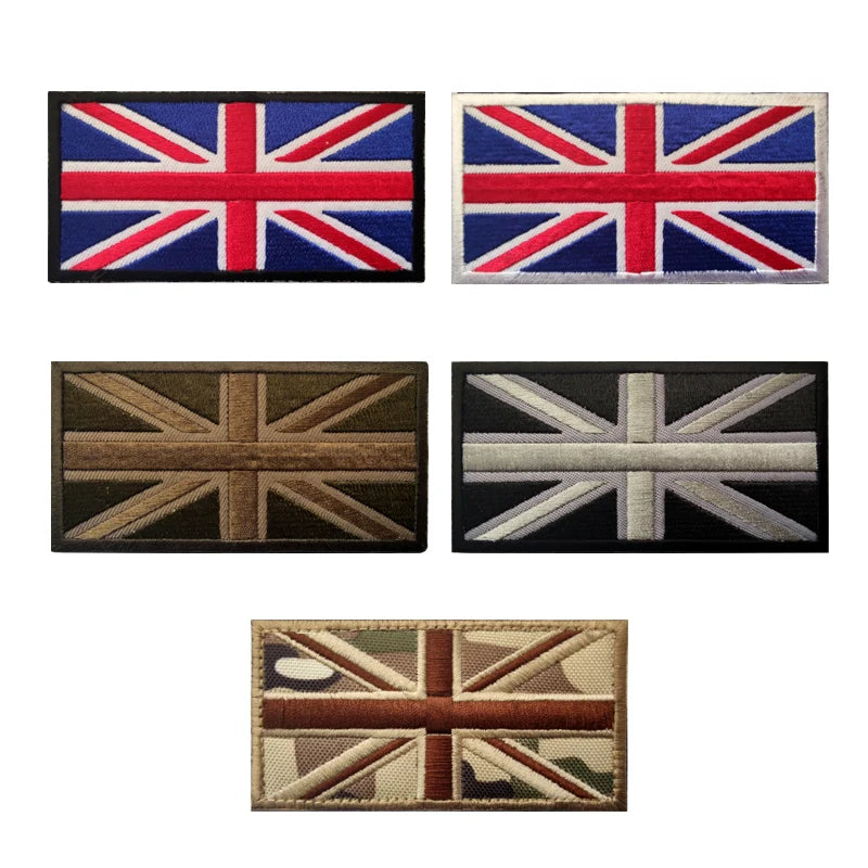 Tactical British Union Jack 3D Chenille Embroidered Custom Made Fabric Patch England Flag UK Great Britain Applique Fastener