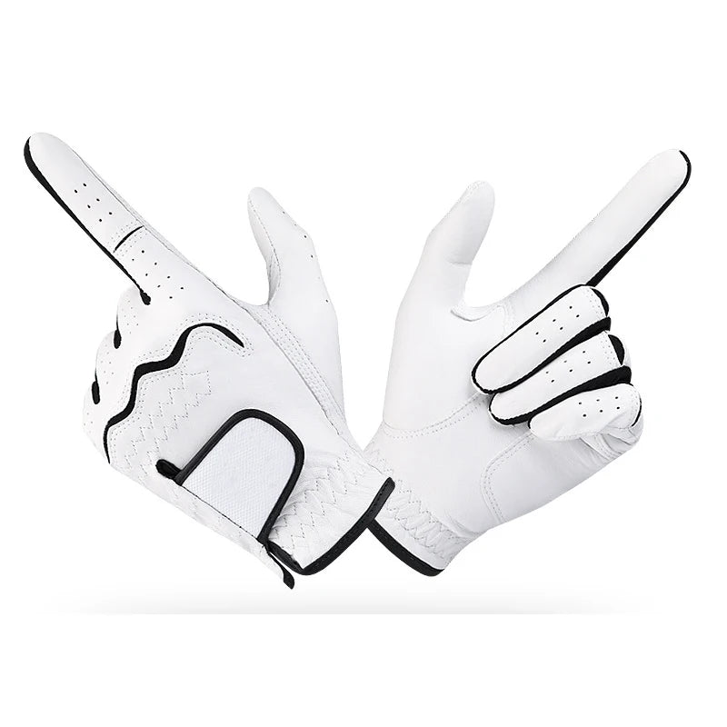 Man All White Washable Sheep Skin Custom Logo Plain Hand Glove Non-slip Synthetic Golf Gloves Cabretta Leather Winter Golf Glove