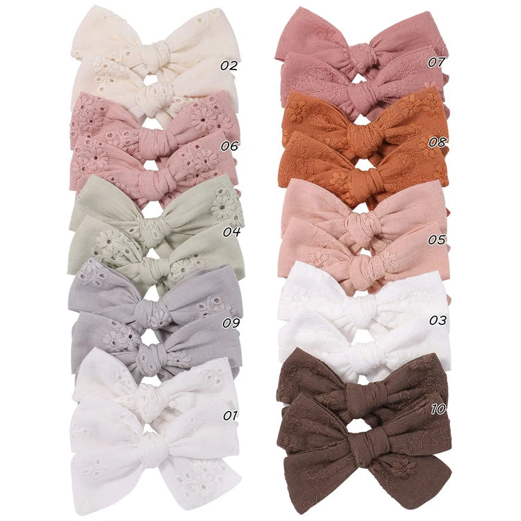 Children Embroidery Cotton Bowknot Hairpin Multicolor Butterfly Lovely Girls Hair Accessories Bow Hair Clip